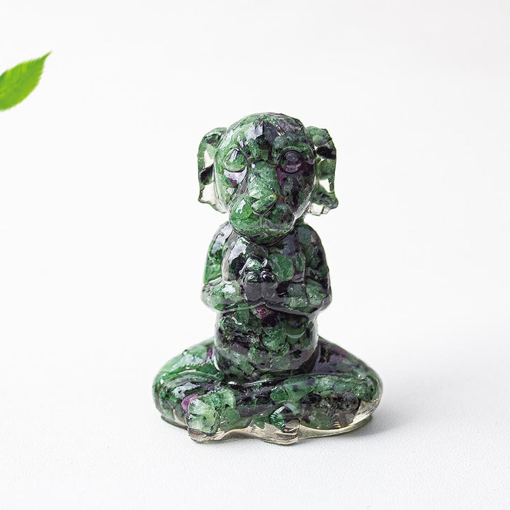 Olivenorma Crystal Epoxy Zen Meditation Dog Gemstone Decoration - Ruby Zoisite - image 36