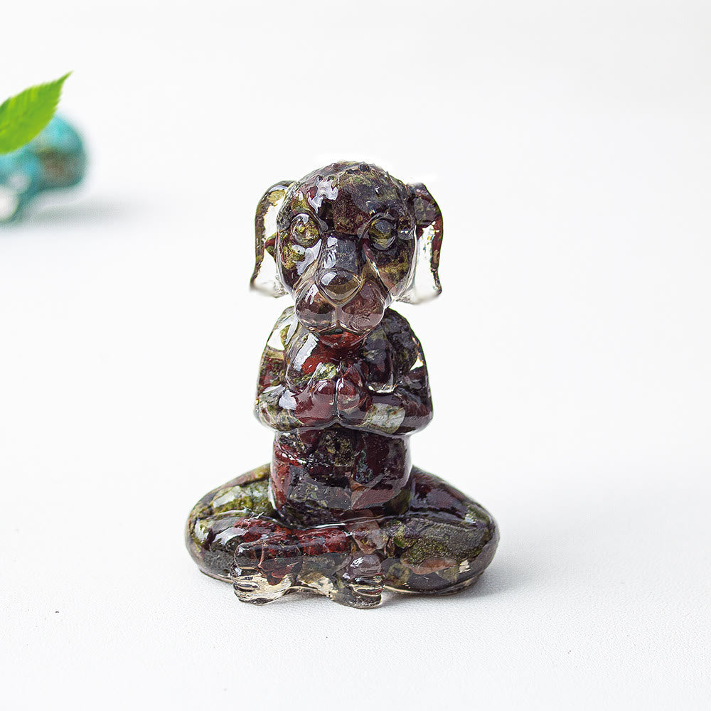 Olivenorma Crystal Epoxy Zen Meditation Dog Gemstone Decoration - Dragon Blood Stone - image 14