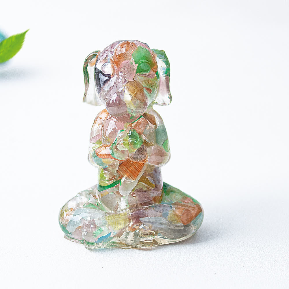 Olivenorma Crystal Epoxy Zen Meditation Dog Gemstone Decoration - Cat's Eye Stone - image 8