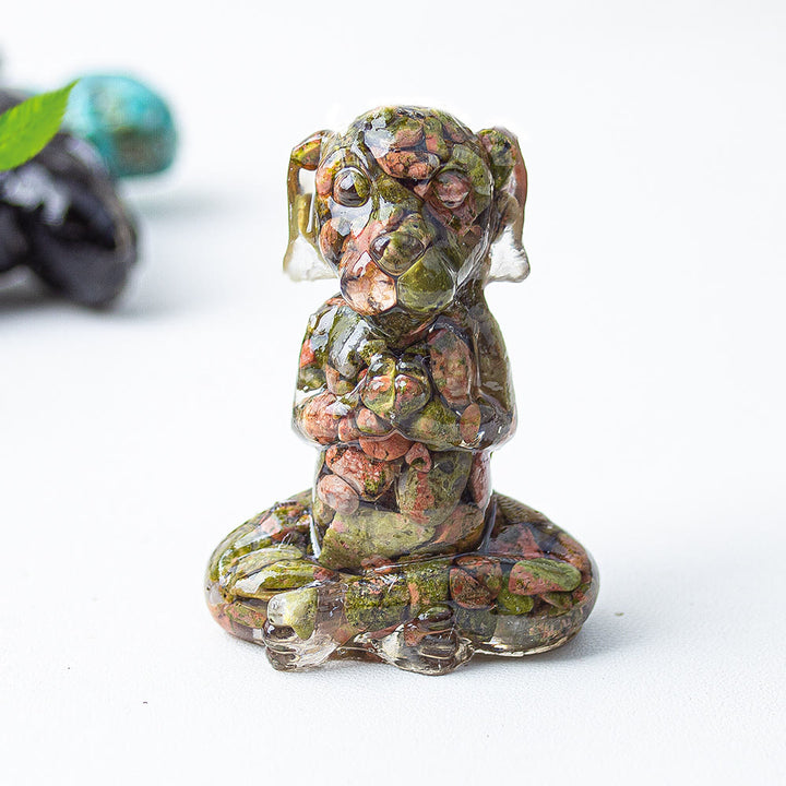 Olivenorma Crystal Epoxy Zen Meditation Dog Gemstone Decoration - Unakite - image 44