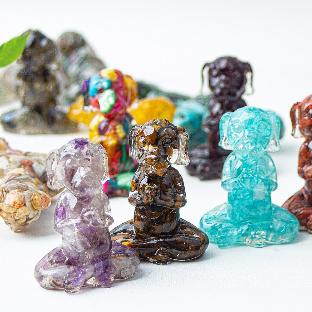 Olivenorma Crystal Epoxy Zen Meditation Dog Gemstone Decoration - image 0