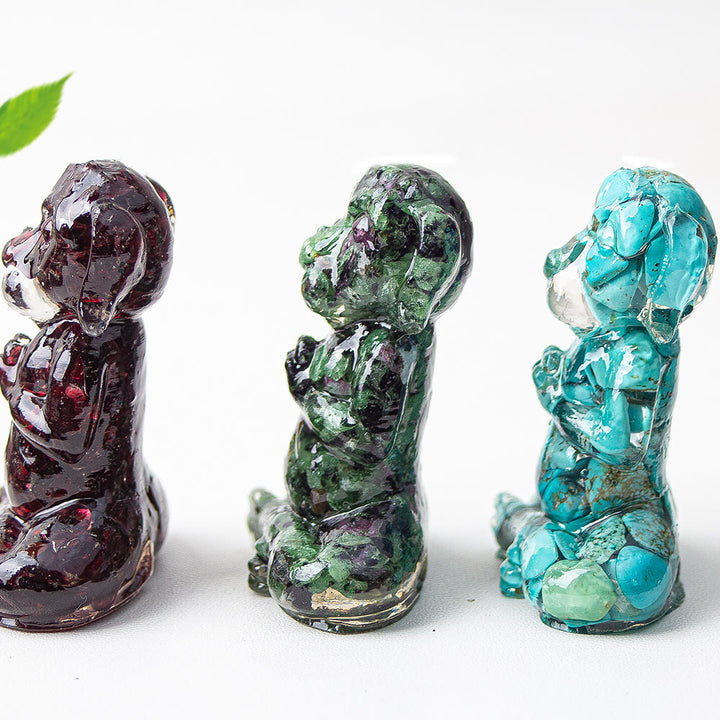 Olivenorma Crystal Epoxy Zen Meditation Dog Gemstone Decoration - image 2