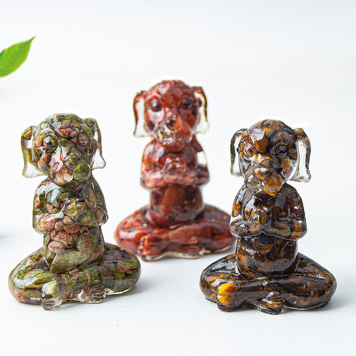 Olivenorma Crystal Epoxy Zen Meditation Dog Gemstone Decoration - image 1