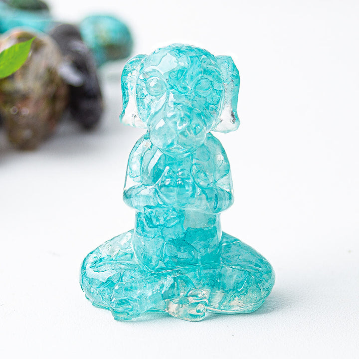 Olivenorma Crystal Epoxy Zen Meditation Dog Gemstone Decoration - Aquamarine - image 6