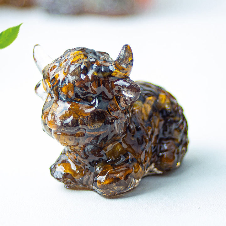 Olivenorma Crystal Epoxy Highland Cattle Gemstone Decoration - Tiger Eye - image 41