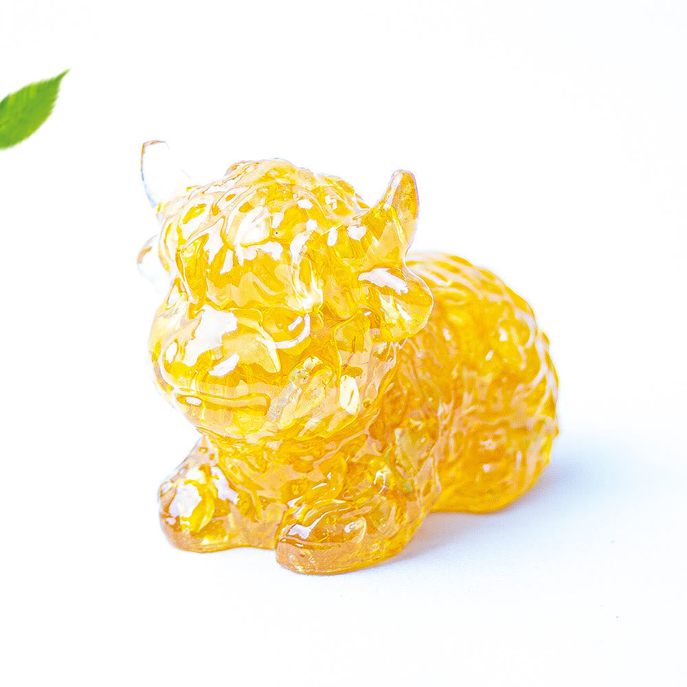 Olivenorma Crystal Epoxy Highland Cattle Gemstone Decoration - Citrine - image 11