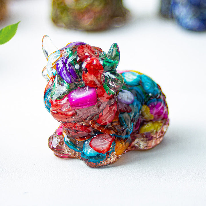 Olivenorma Crystal Epoxy Highland Cattle Gemstone Decoration - Colored Shells - image 45