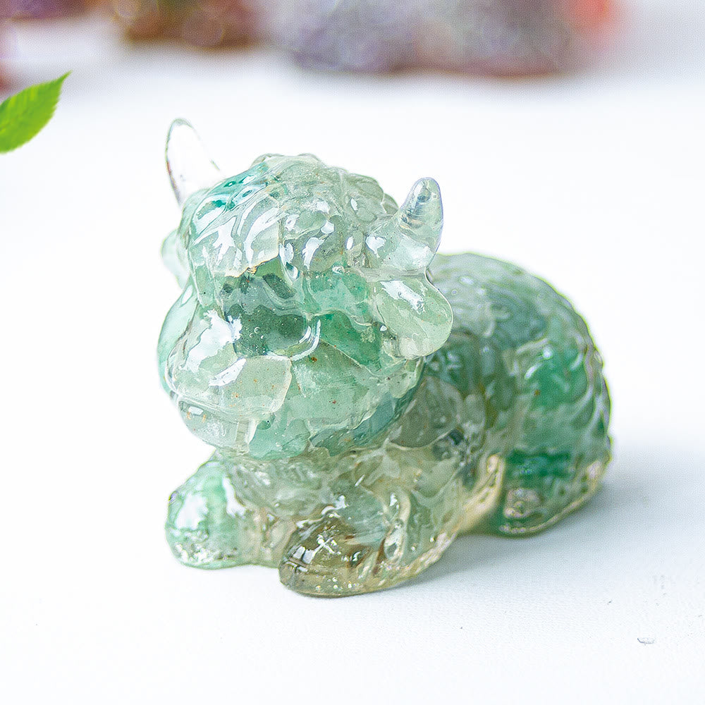 Olivenorma Crystal Epoxy Highland Cattle Gemstone Decoration - Green Aventurine - image 21