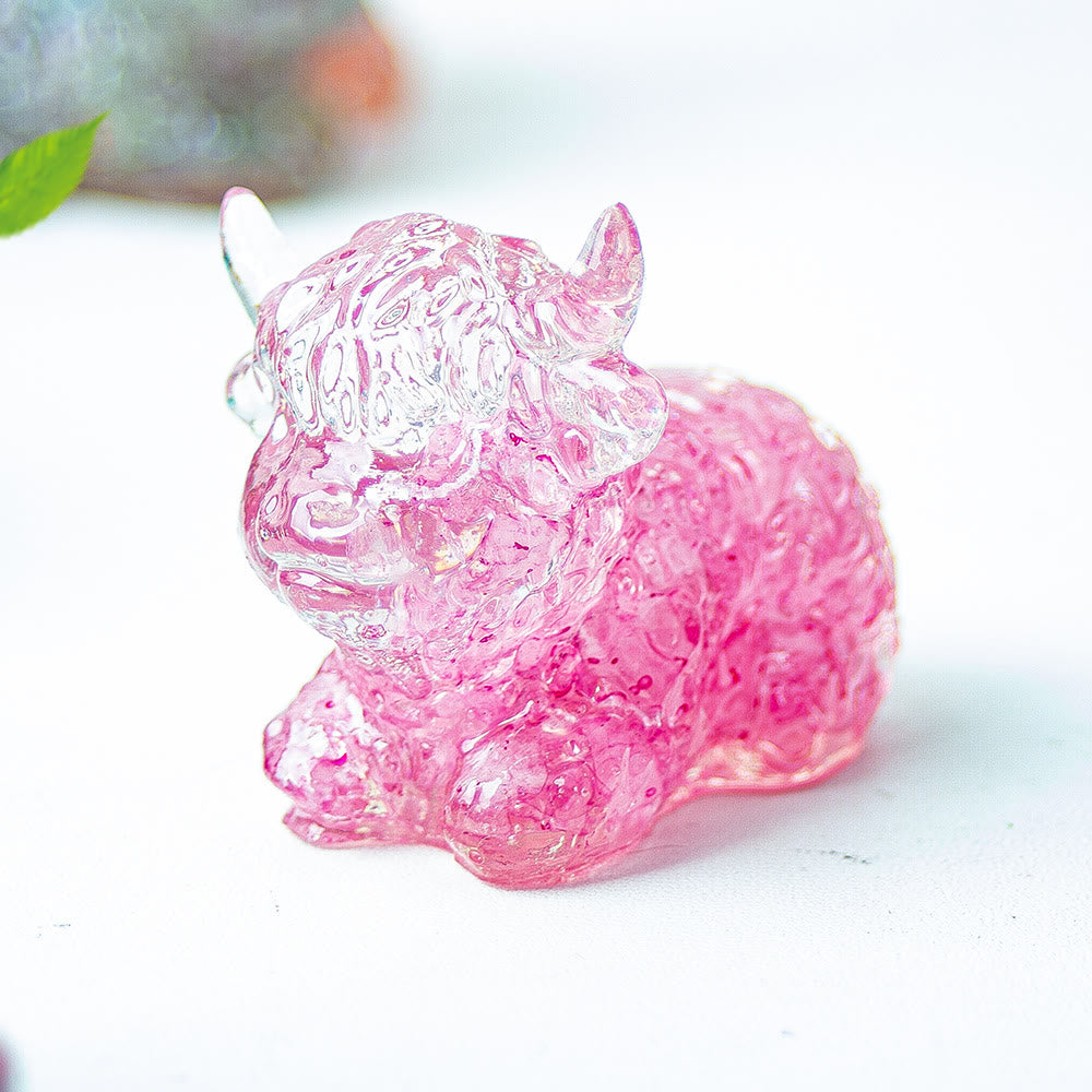 Olivenorma Crystal Epoxy Highland Cattle Gemstone Decoration - Pink Crystal - image 29