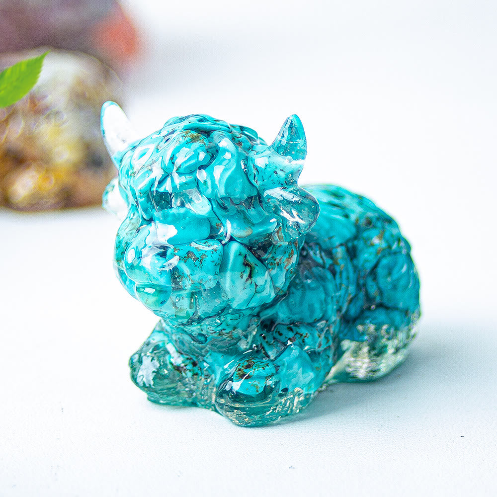 Olivenorma Crystal Epoxy Highland Cattle Gemstone Decoration - Turquoise - image 43
