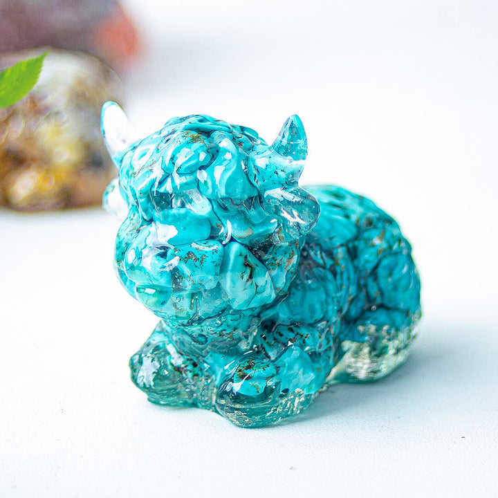 Olivenorma Crystal Epoxy Highland Cattle Gemstone Decoration - Turquoise - image 43