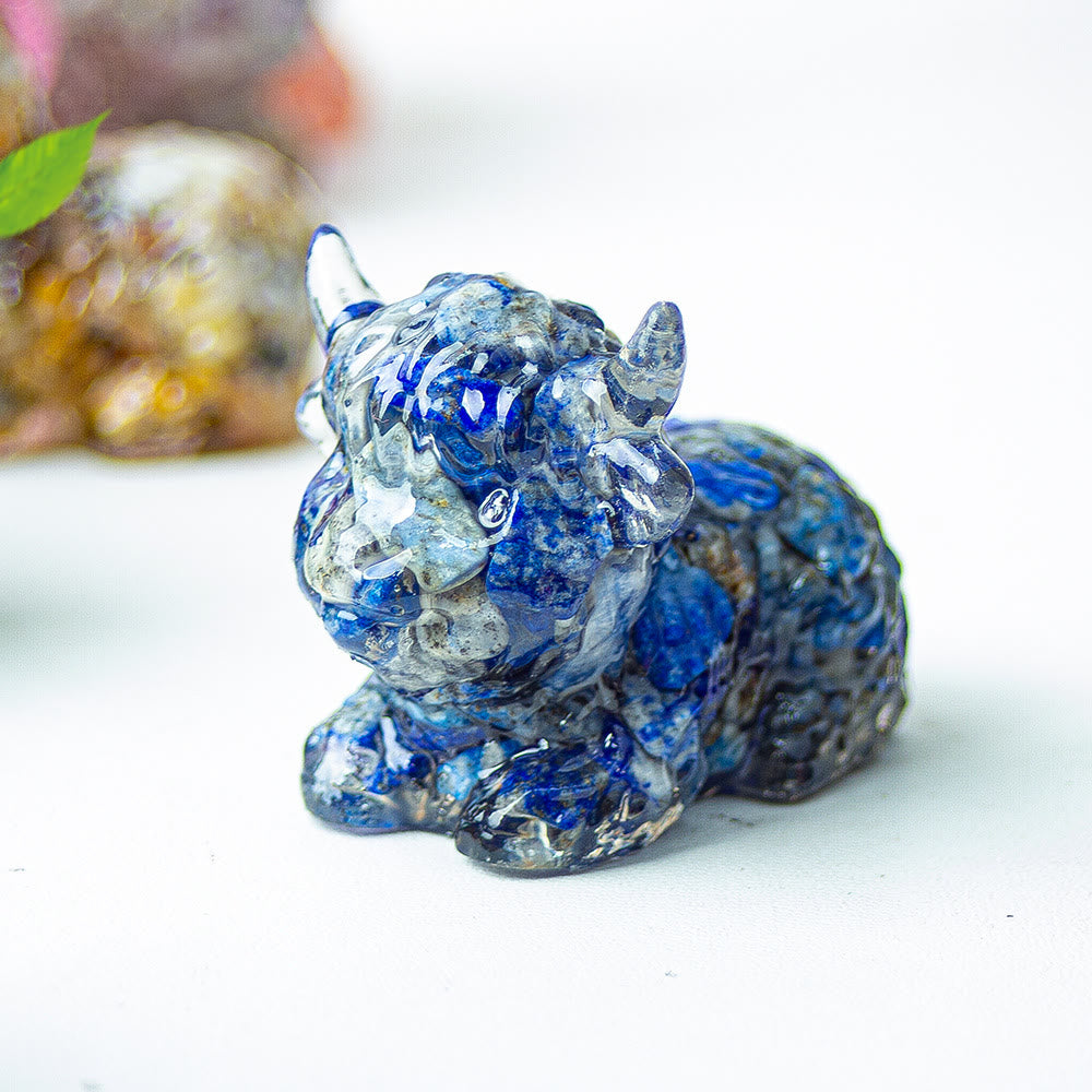 Olivenorma Crystal Epoxy Highland Cattle Gemstone Decoration - Lapis Lazuli - image 25