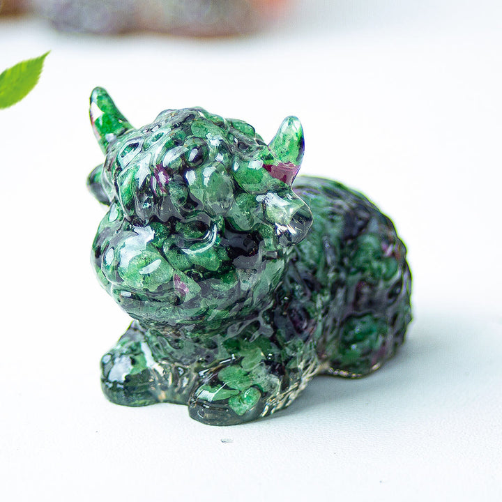 Olivenorma Crystal Epoxy Highland Cattle Gemstone Decoration - Ruby Zoisite - image 37