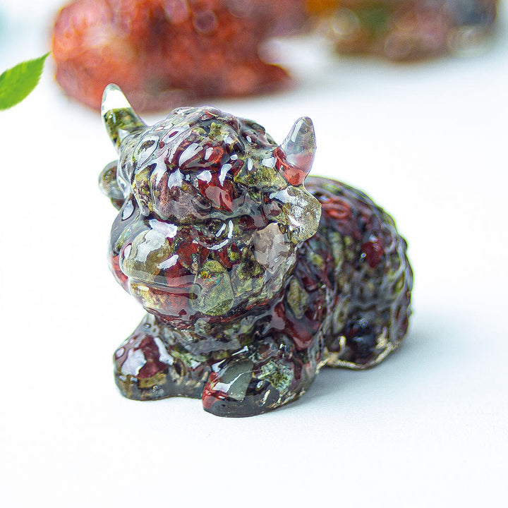 Olivenorma Crystal Epoxy Highland Cattle Gemstone Decoration - Dragon Blood Stone - image 15