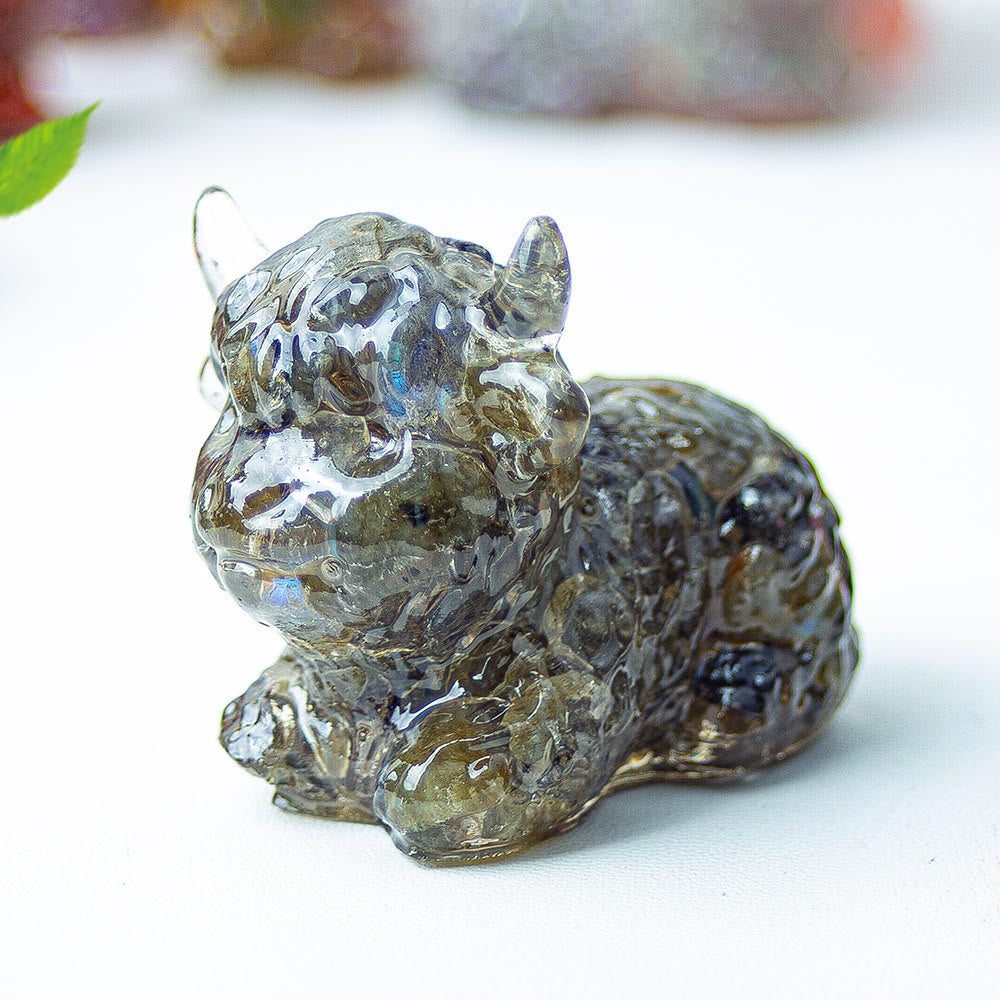Olivenorma Crystal Epoxy Highland Cattle Gemstone Decoration - Labradorite - image 23