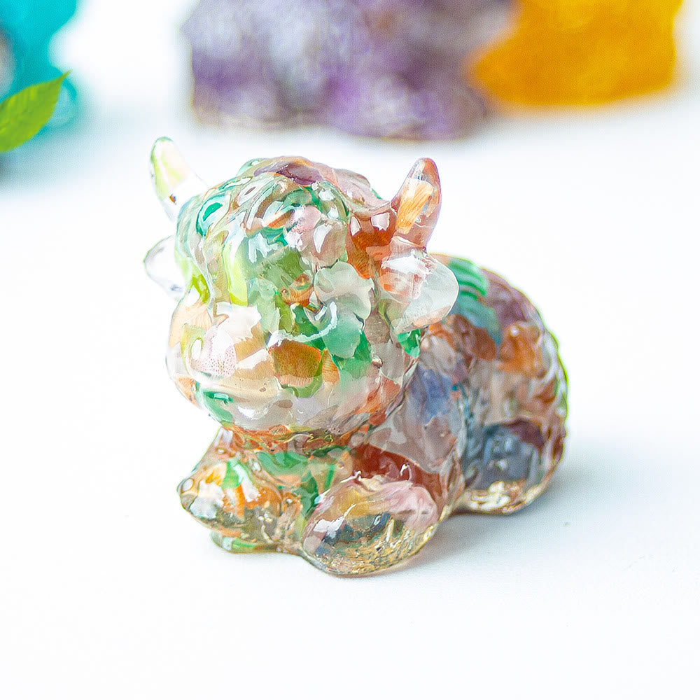 Olivenorma Crystal Epoxy Highland Cattle Gemstone Decoration - Cat's Eye Stone - image 9