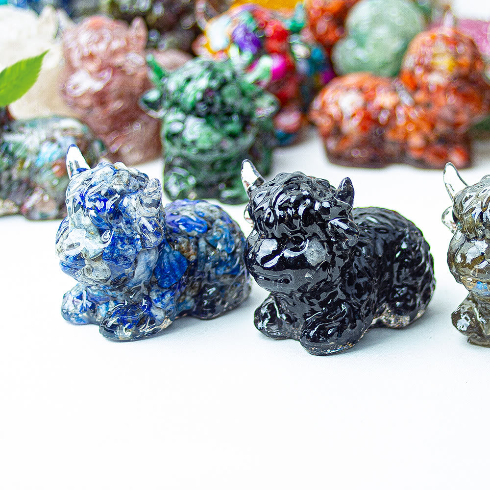 Olivenorma Crystal Epoxy Highland Cattle Gemstone Decoration - image 4