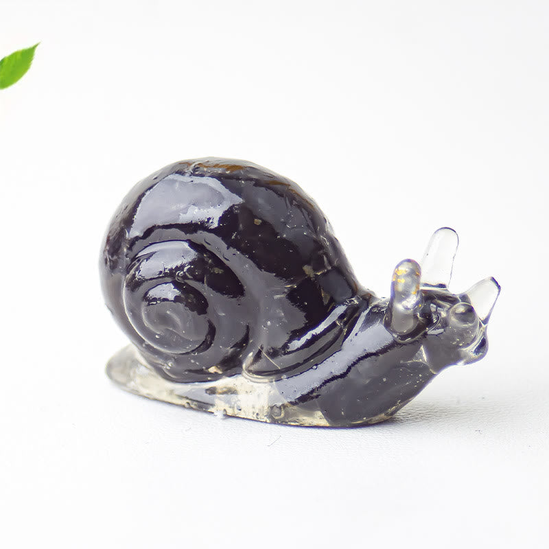 Olivenorma Crystal Epoxy Snail Gemstone Decoration - Obsidian - image 25