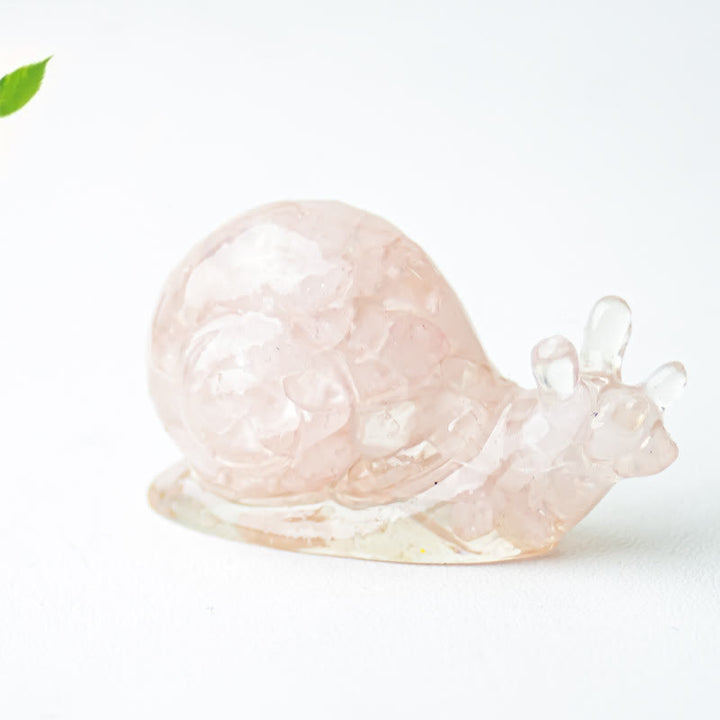Olivenorma Crystal Epoxy Snail Gemstone Decoration - Rose Quartz - image 33
