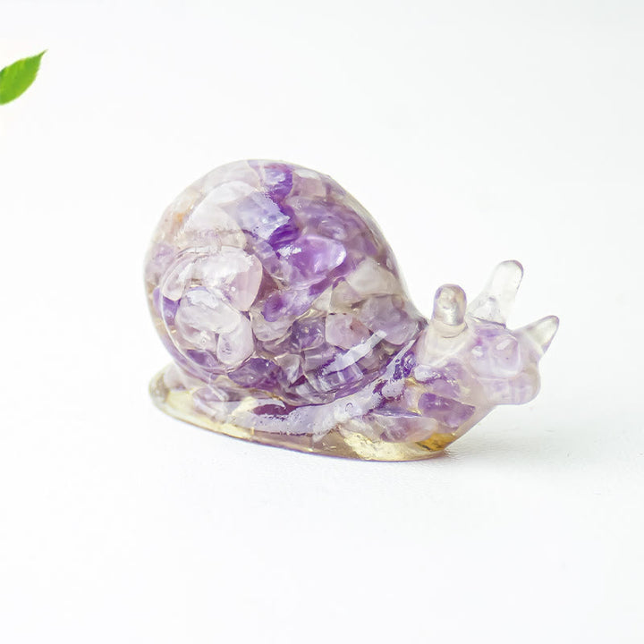 Olivenorma Crystal Epoxy Snail Gemstone Decoration - Amethyst - image 5