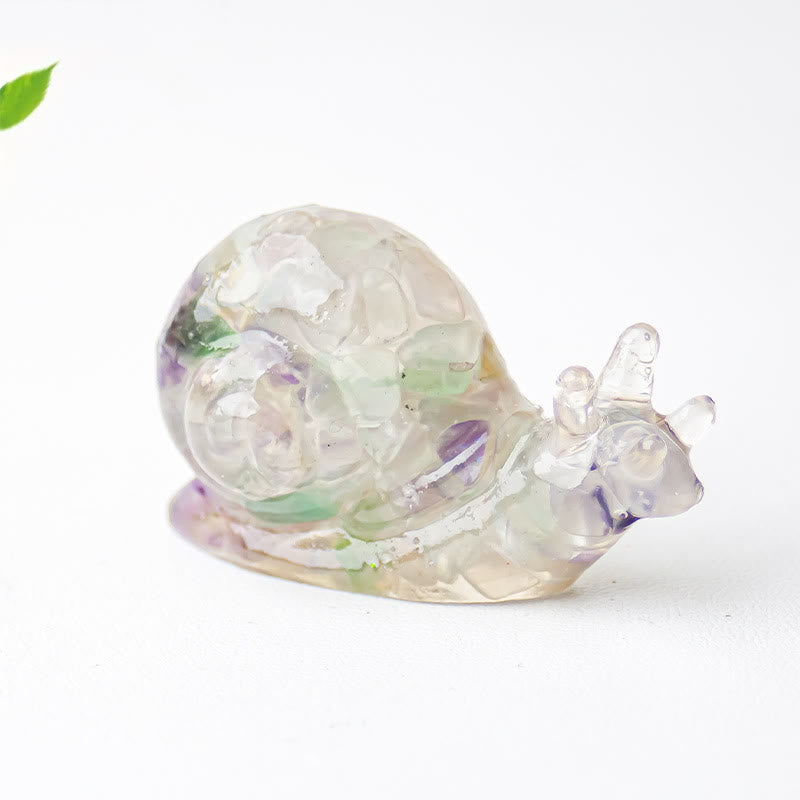 Olivenorma Crystal Epoxy Snail Gemstone Decoration - Fluorite - image 15