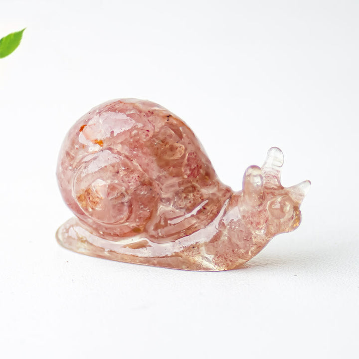 Olivenorma Crystal Epoxy Snail Gemstone Decoration - Strawberry Quartz - image 37