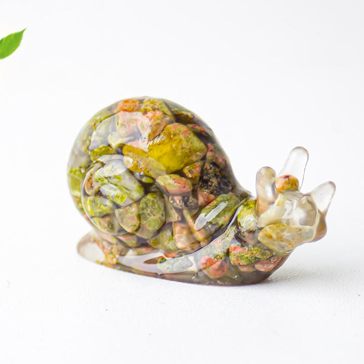 Olivenorma Crystal Epoxy Snail Gemstone Decoration - Unakite - image 41