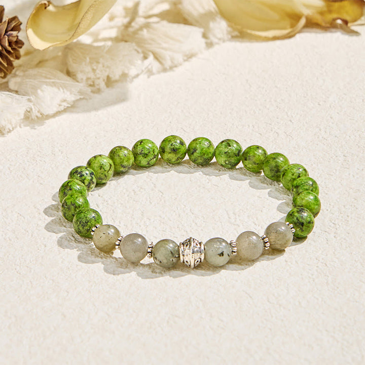 Olivenorma "​​Speckled Shine​​" Jade & Labradorite Growth Bracelet - Natural Stone - image 0