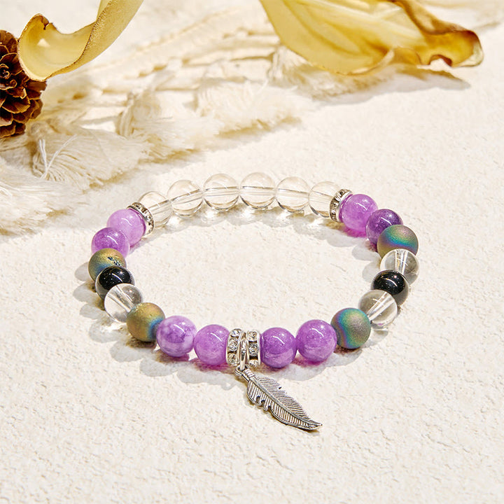 Olivenorma "Earth Song" Feather Charm Cleansing Bracelet - Natural Stone - image 0