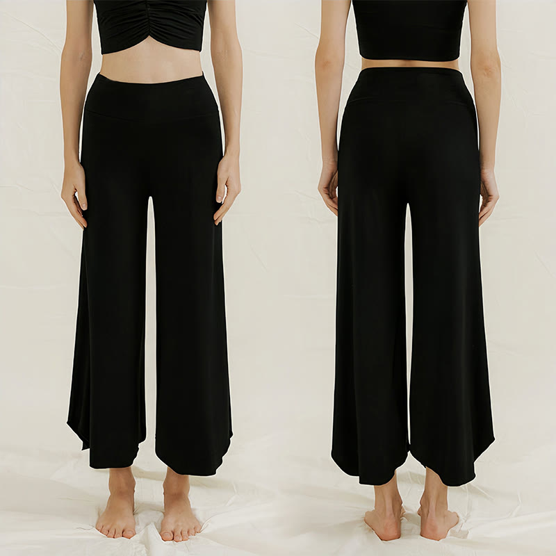 Olivenorma Plain Color Soft Flare Nylon Women's  Yoga Lounge Pants - Black - L - image 4