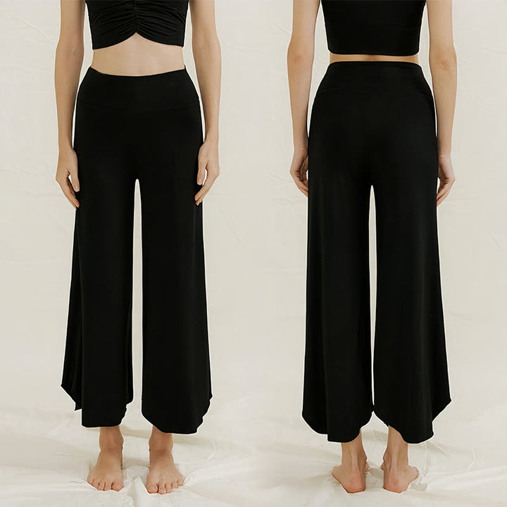 Olivenorma Plain Color Soft Flare Nylon Women's  Yoga Lounge Pants - Black - L - image 4