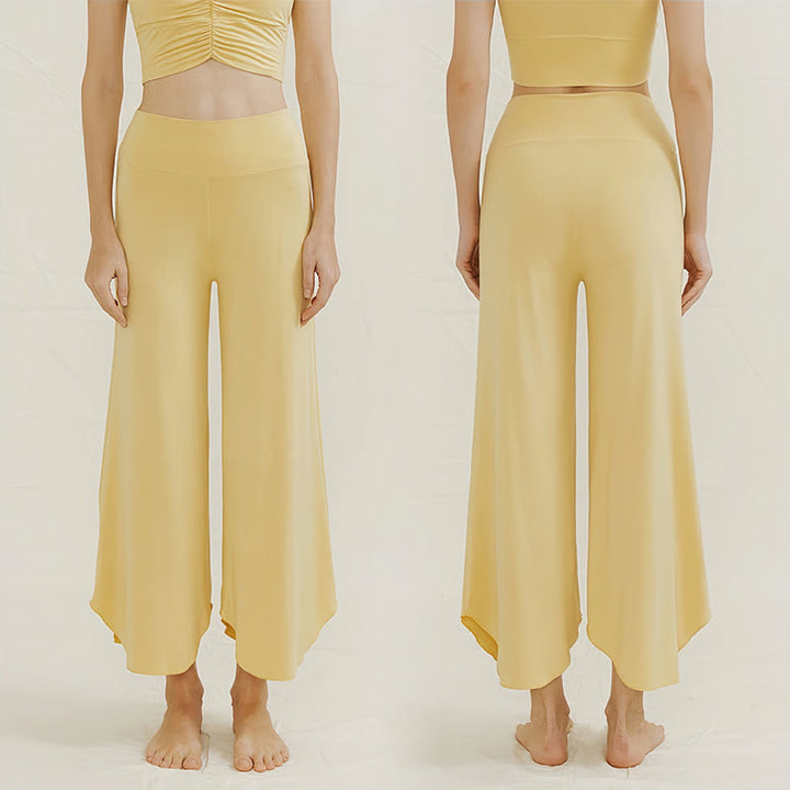 Olivenorma Plain Color Soft Flare Nylon Women's  Yoga Lounge Pants - Yellow - L - image 7