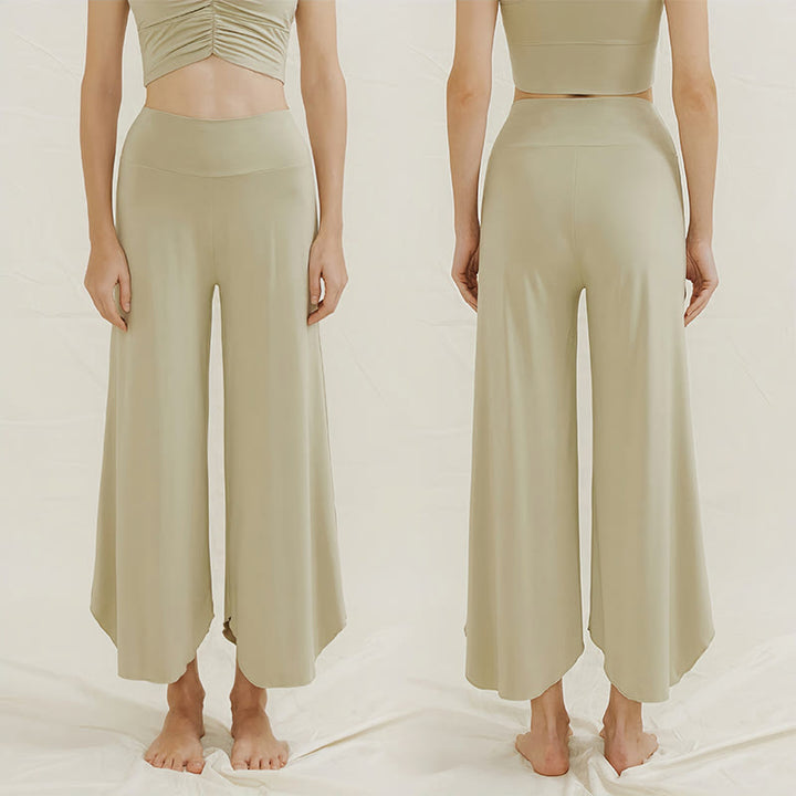 Olivenorma Plain Color Soft Flare Nylon Women's  Yoga Lounge Pants - Light Green - L - image 0