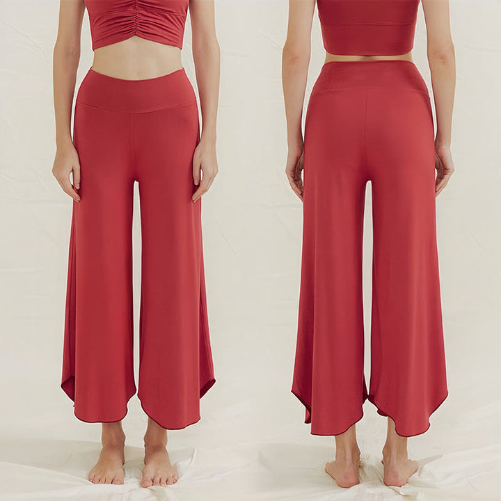 Olivenorma Plain Color Soft Flare Nylon Women's  Yoga Lounge Pants - Red - L - image 11