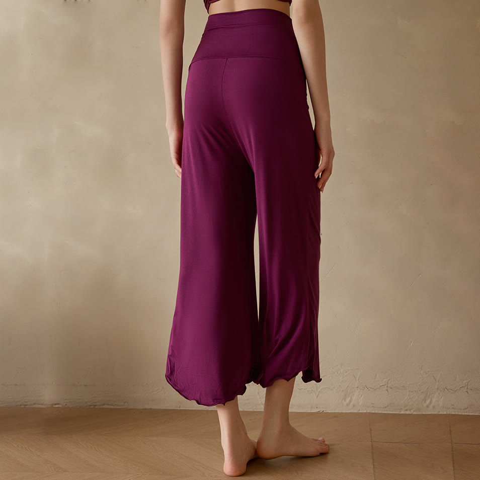 Olivenorma Plain Color Stretchy Cropped Spandex Fabric Flare Women's Yoga Pants - image 8