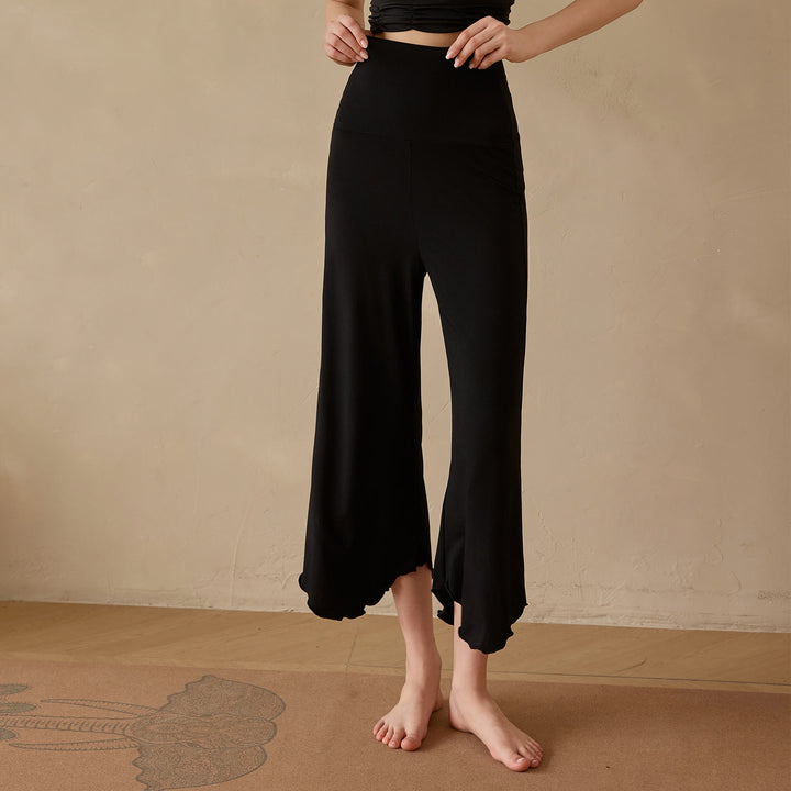 Olivenorma Plain Color Stretchy Cropped Spandex Fabric Flare Women's Yoga Pants - image 5