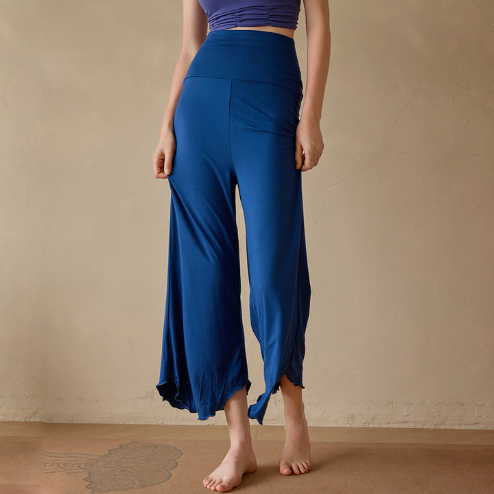 Olivenorma Plain Color Stretchy Cropped Lycra Fabric Flare Women's Yoga Pants - image 12