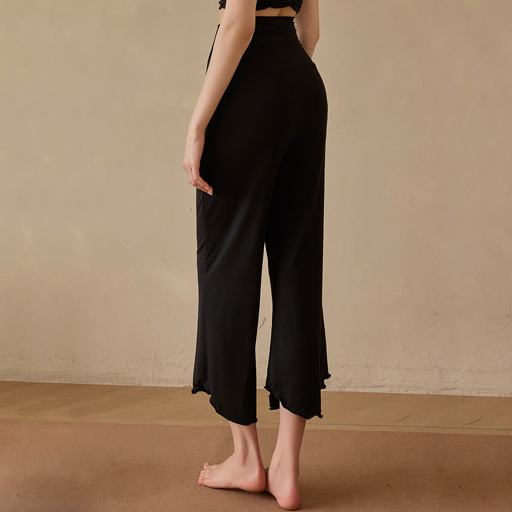 Olivenorma Plain Color Stretchy Cropped Spandex Fabric Flare Women's Yoga Pants - image 6