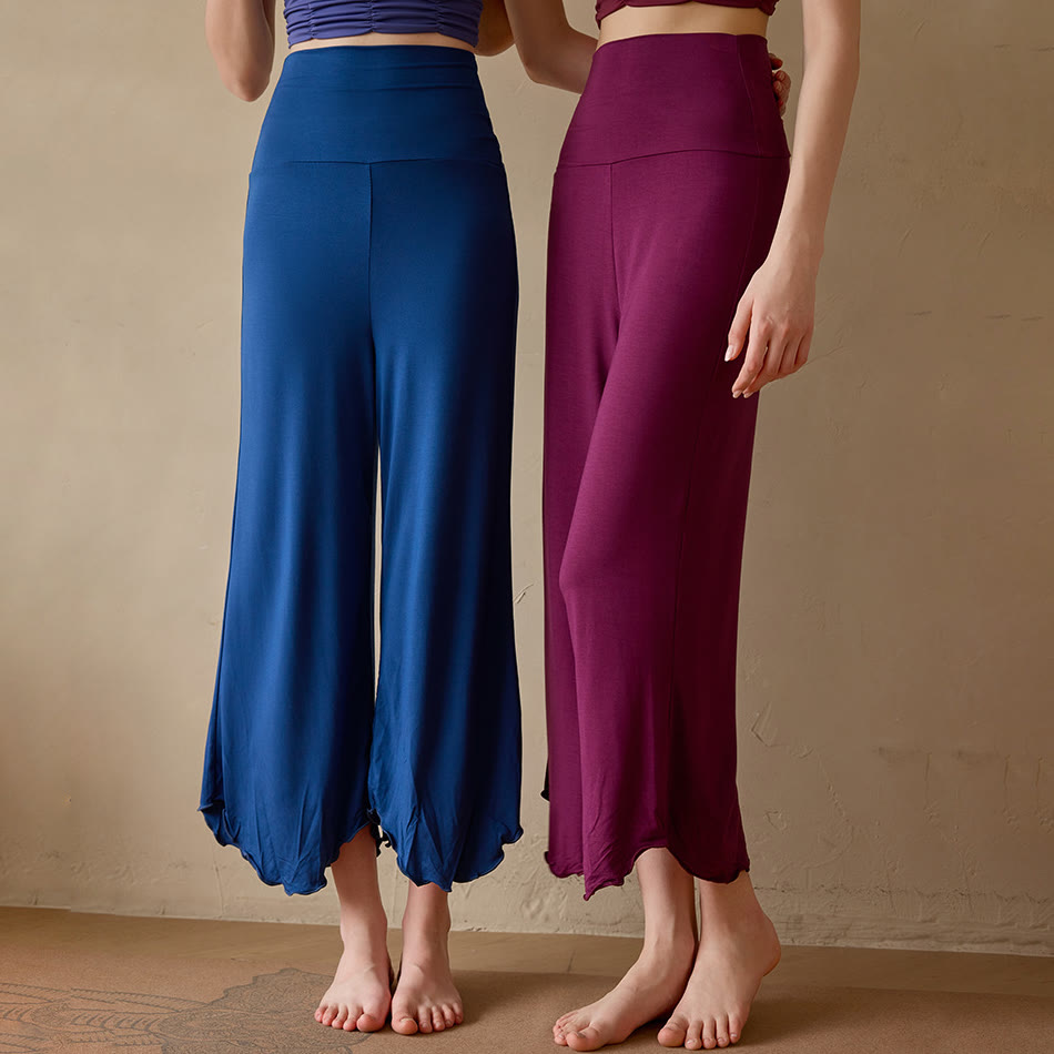 Olivenorma Plain Color Stretchy Cropped Lycra Fabric Flare Women's Yoga Pants - image 15