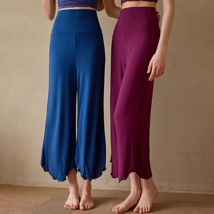 Olivenorma Plain Color Stretchy Cropped Lycra Fabric Flare Women's Yoga Pants - image 15