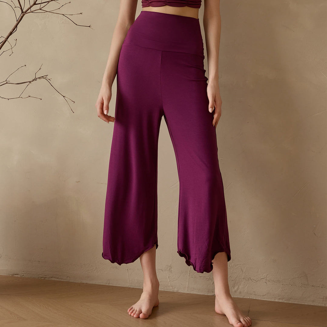 Olivenorma Plain Color Stretchy Cropped Spandex Fabric Flare Women's Yoga Pants - Purple - XL - image 7