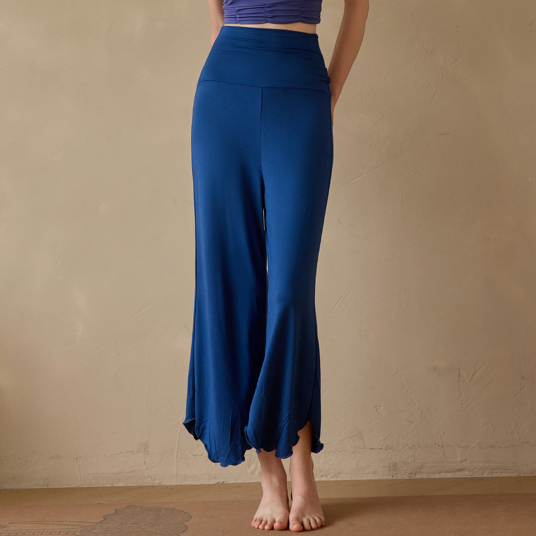 Olivenorma Plain Color Stretchy Cropped Lycra Fabric Flare Women's Yoga Pants - image 11