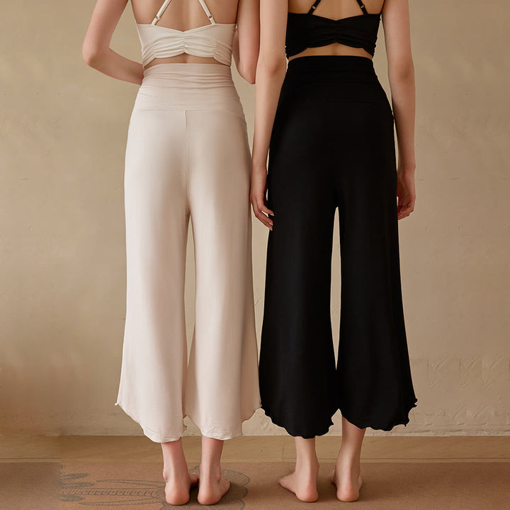 Olivenorma Plain Color Stretchy Cropped Spandex Fabric Flare Women's Yoga Pants - image 3
