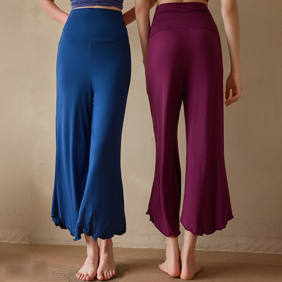 Olivenorma Plain Color Stretchy Cropped Spandex Fabric Flare Women's Yoga Pants - image 14