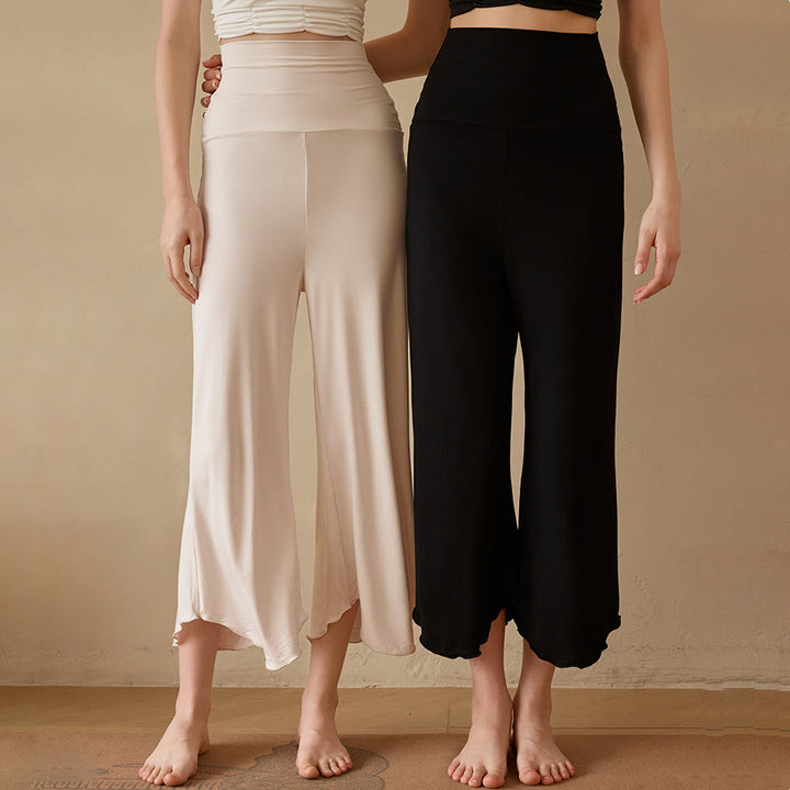 Olivenorma Plain Color Stretchy Cropped Lycra Fabric Flare Women's Yoga Pants - image 0