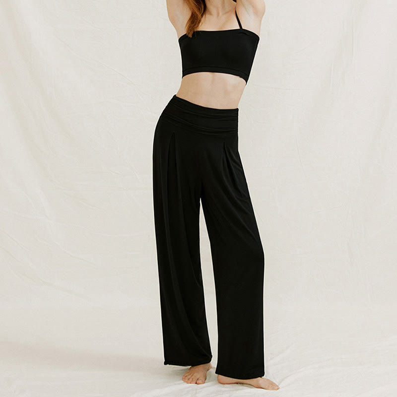 Olivenorma Plain Color Nylon Adjustable Wide-Leg Flow Women's  Yoga Pants - image 13