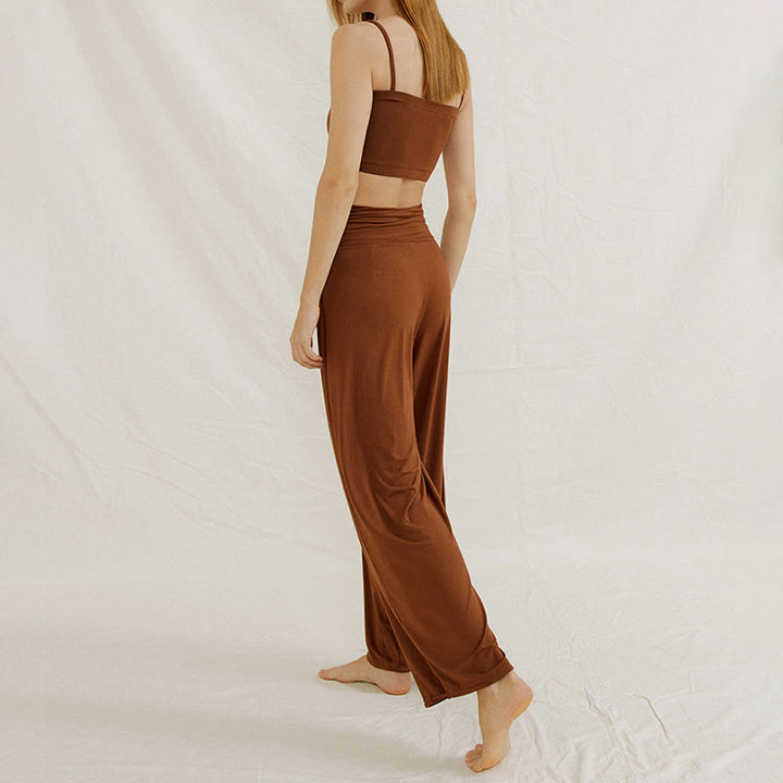 Olivenorma Plain Color Nylon Adjustable Wide-Leg Flow Women's  Yoga Pants - image 4