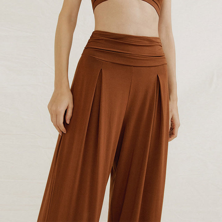 Olivenorma Plain Color Nylon Adjustable Wide-Leg Flow Women's  Yoga Pants - image 2