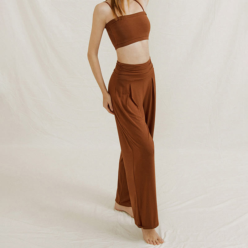 Olivenorma Plain Color Nylon Adjustable Wide-Leg Flow Women's  Yoga Pants - image 3