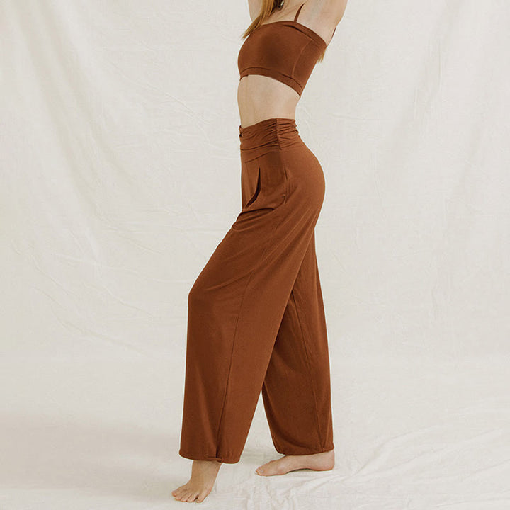 Olivenorma Plain Color Nylon Adjustable Wide-Leg Flow Women's  Yoga Pants - image 5